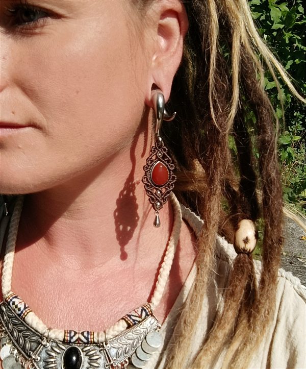 Boucles d'oreilles écarteurs cornaline – Image 6