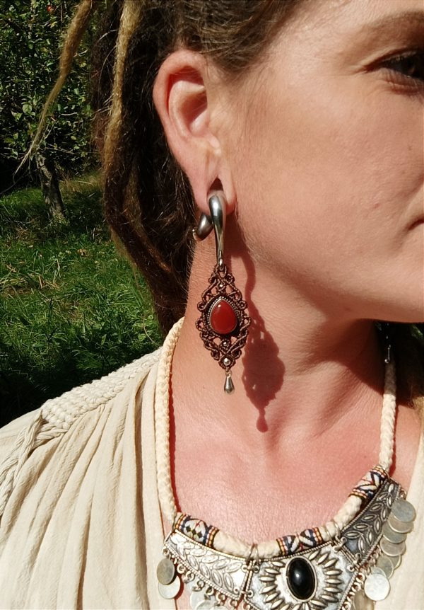 Boucles d'oreilles écarteurs cornaline – Image 5