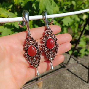 Boucles d'oreilles écarteurs cornaline