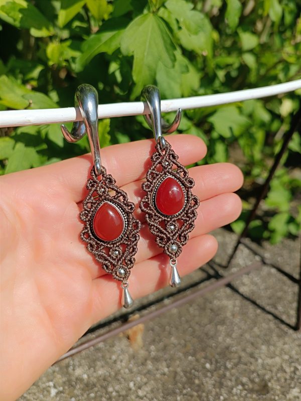 Boucles d'oreilles écarteurs cornaline