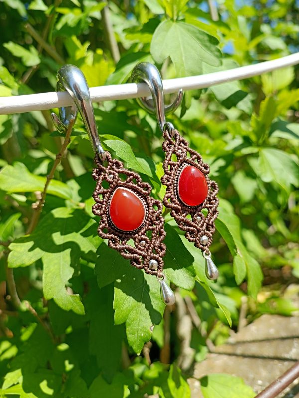 Boucles d'oreilles écarteurs cornaline – Image 2