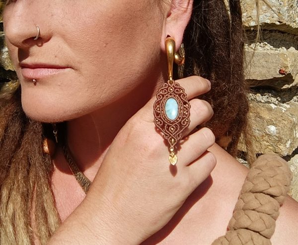 Boucles d'oreilles écarteurs larimar – Image 5