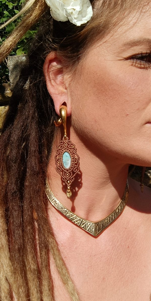 Boucles d'oreilles écarteurs larimar – Image 6