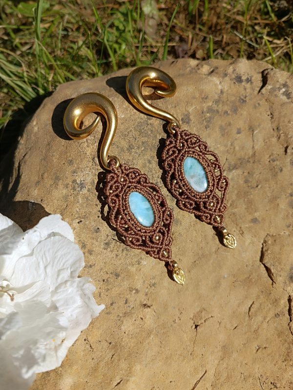 Boucles d'oreilles écarteurs larimar – Image 2