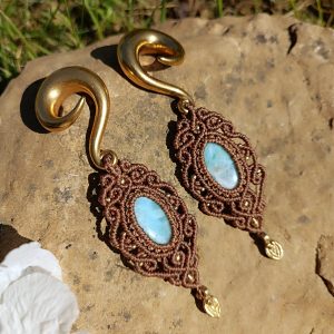 Boucles d'oreilles écarteurs larimar