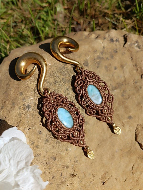 Boucles d'oreilles écarteurs larimar