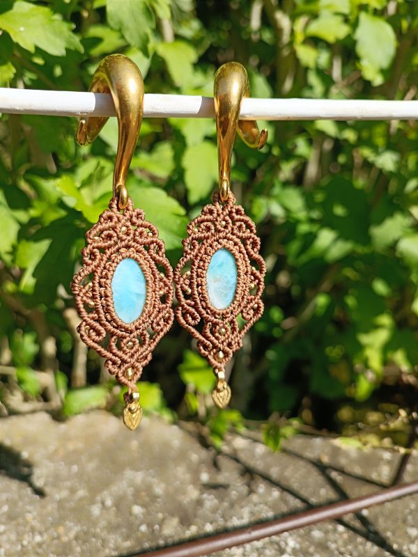 Boucles d'oreilles écarteurs larimar – Image 3
