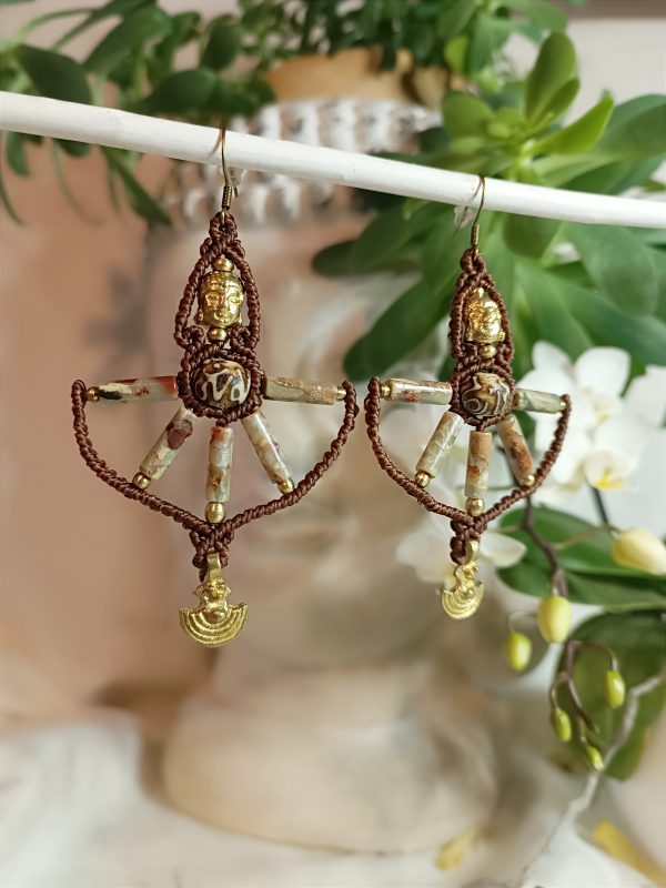 Boucles d'oreilles bouddha jaspe – Image 2