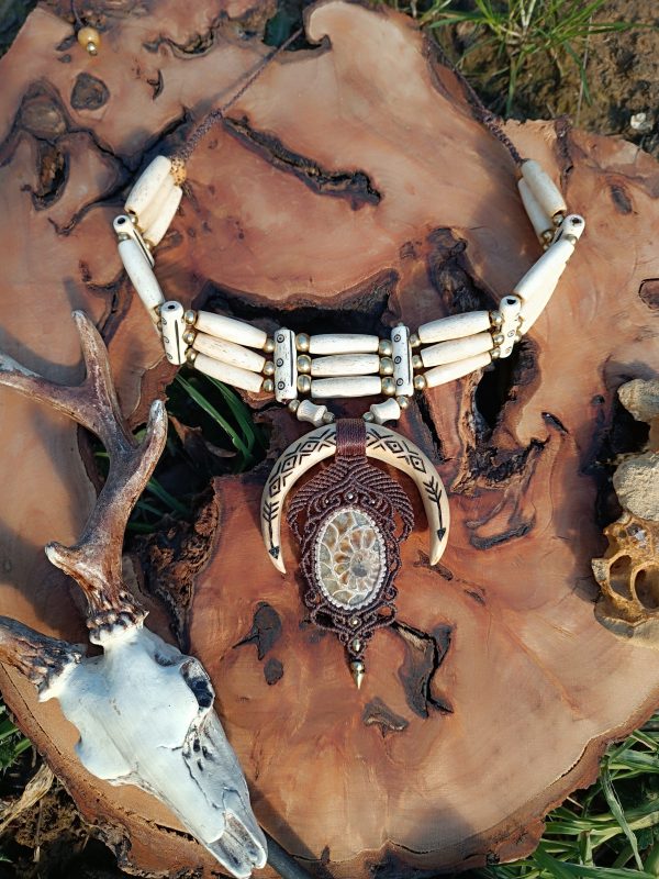 Collier ras-de-cou ammonite fossile