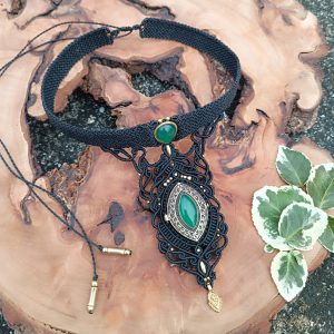 Collier boîte secrète onyx verte