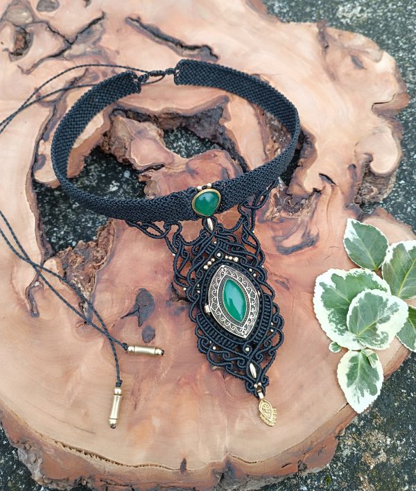 Collier boîte secrète onyx verte