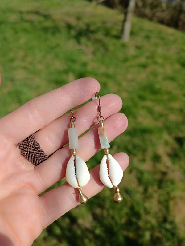Boucles d'oreilles cauris amazonite – Image 3