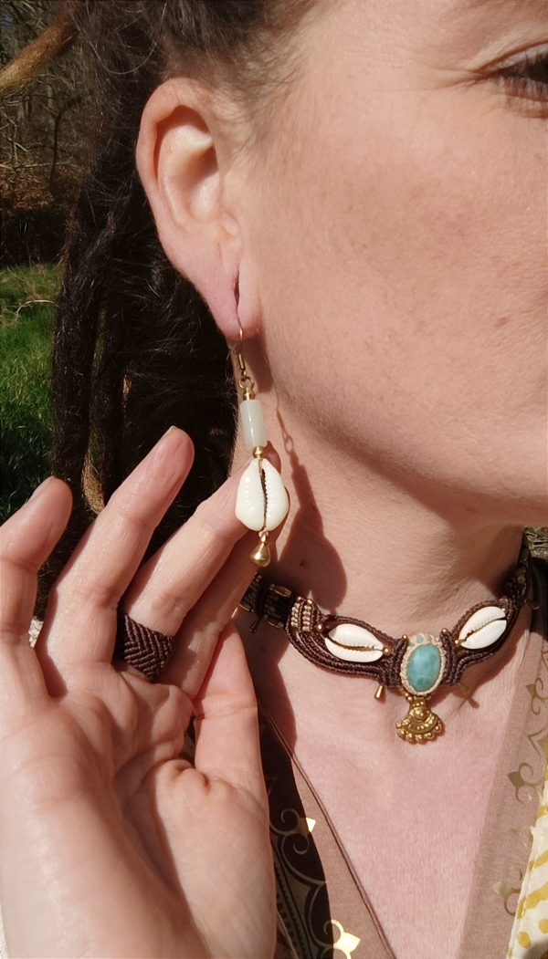 Boucles d'oreilles cauris amazonite – Image 2