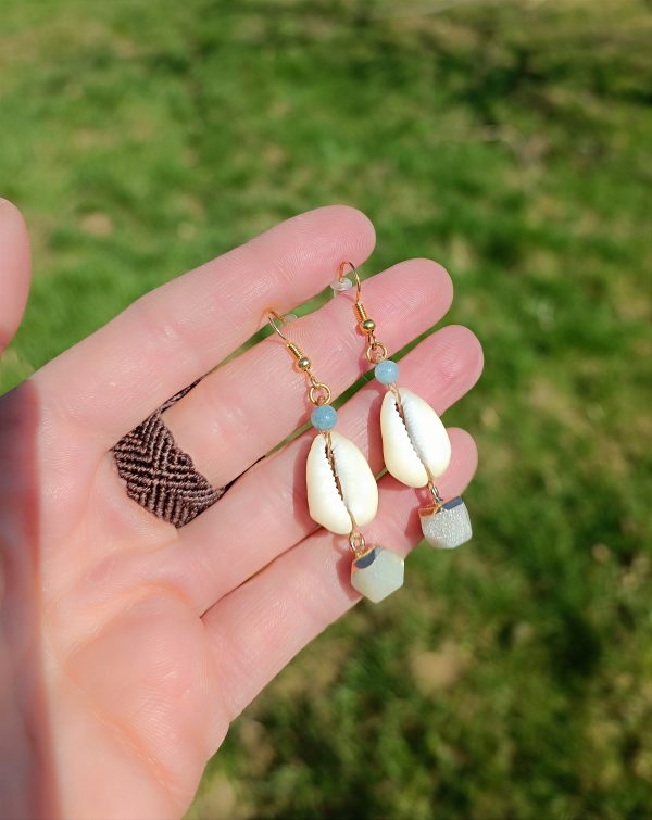 Boucles d'oreilles cauris amazonite – Image 3